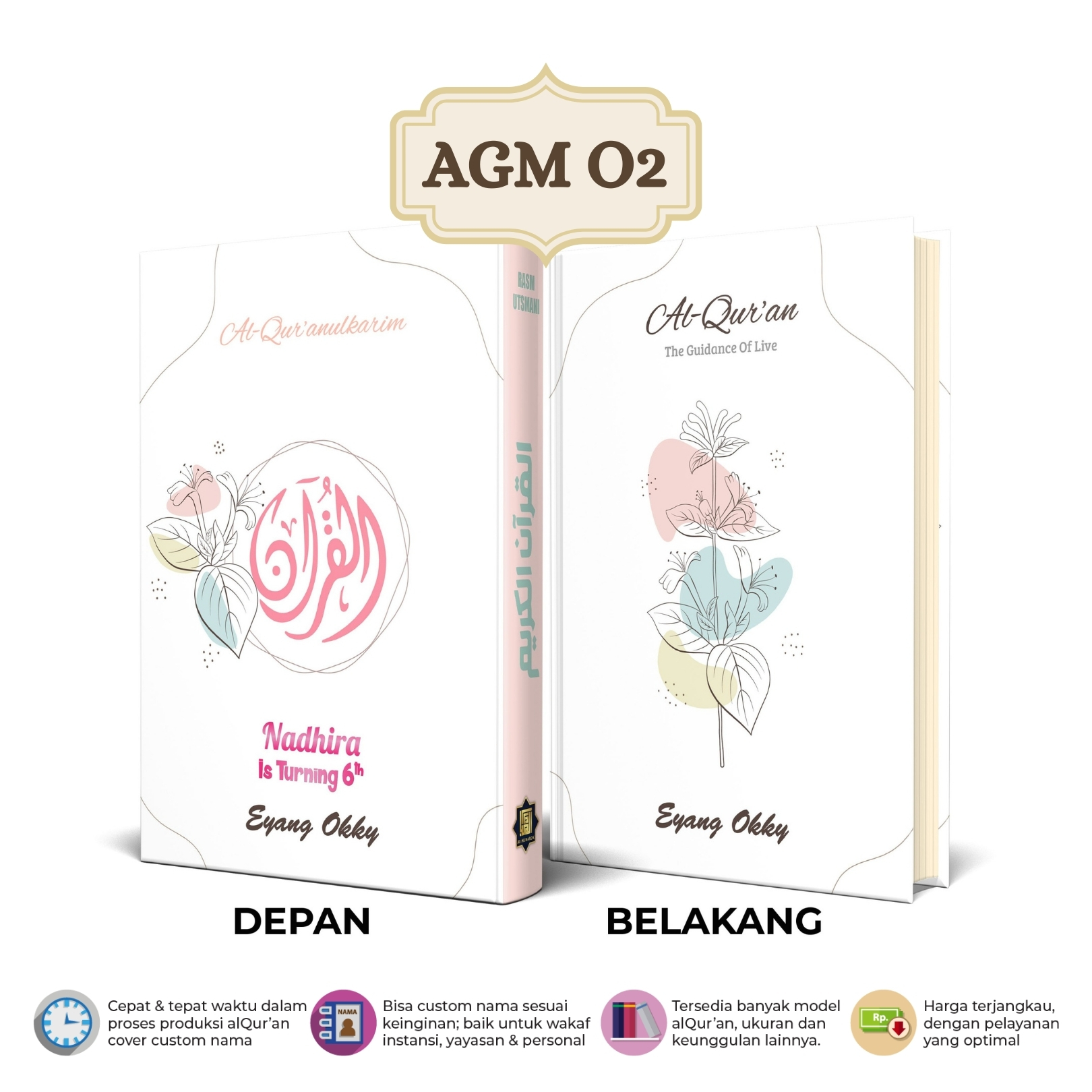 Al Quran Custom Nama Ukuran A5 Sedang Tanpa Terjemahan Alquran Non Terjemahan Tajwid Hardcover Aesthetic Souvenir Sovenir Hadiah Gift Ultah Mahar Nikah Seserahan Kado Pernikahan Cewek Perempuan - Image 6